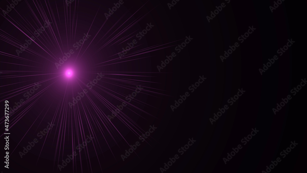 black background with bright rays. cosmic rays background. bright Star. 