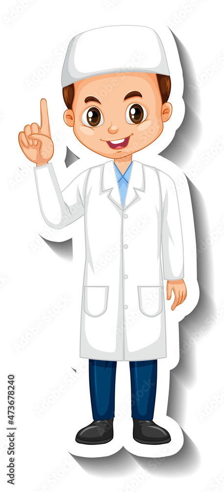 Muslim scientist boy cartoon character sticker Muslim scientist boy cartoon character sticker