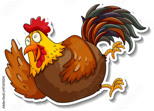 A chicken laughing animal cartoon sticker