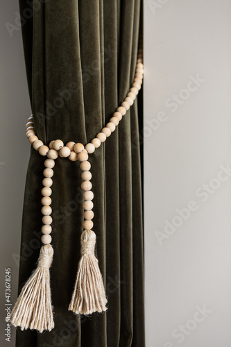 Velvet curtain with tassel