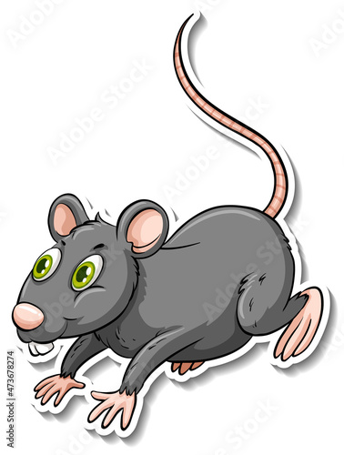 A grey rat animal cartoon sticker