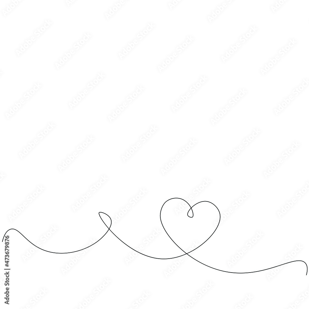 Heart line drawing on white background, vector illustration Heart line drawing on white background, vector illustration