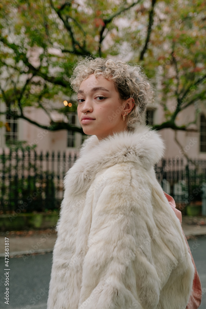 Gen Z woman in the city. Gen Z woman in the city.