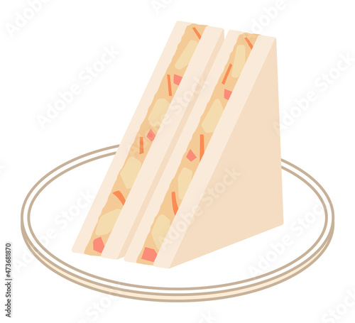 ポテトサラダサンド　三角に二分割