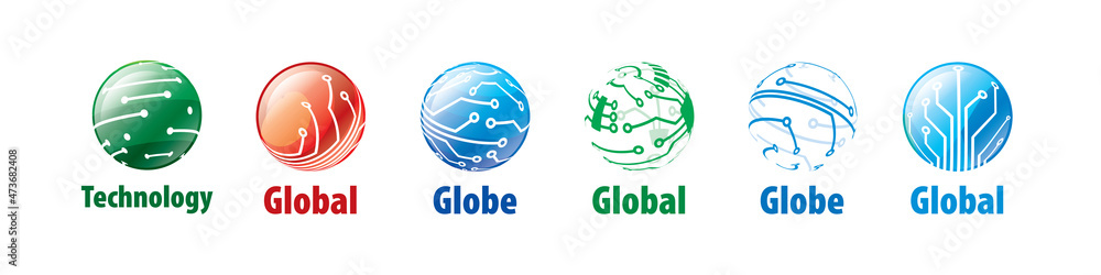 A set of abstract vector logos of the global network