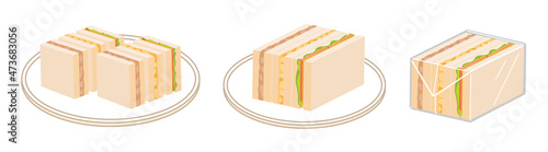ミックスサンドのセット　ツナ＋たまご＋レタスハムチーズ　四角