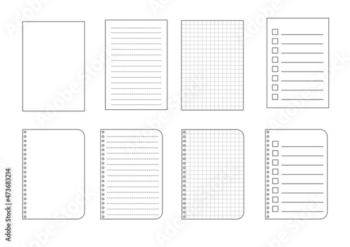 いろんな用紙　罫線、ルーズリースなど　線画セット