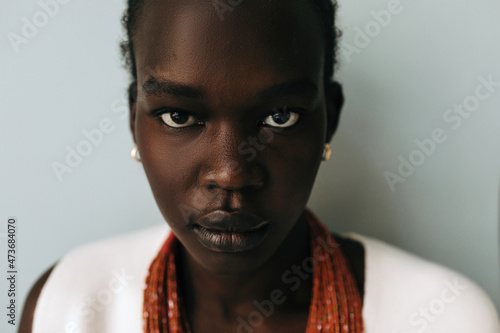 Black woman beauty portrait closeup isolated background