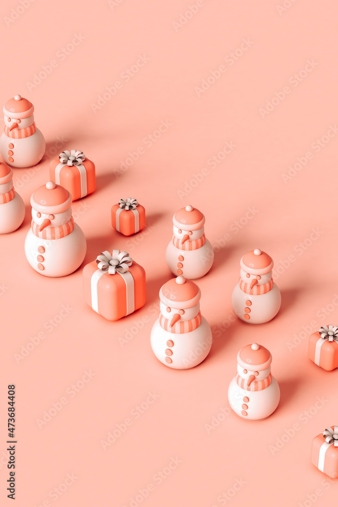 Snowmans and Christmas presents. winter holiday concept Snowmans and Christmas presents. winter holiday concept