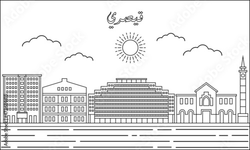 Kayseri skyline with line art style vector illustration. Modern city design vector. Arabic translate : Kayseri	