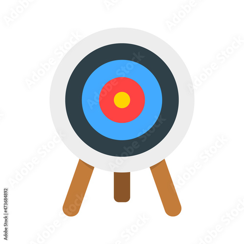 Empty dartboard on tripod isolated on white background. Archery target ring for sport or business infographic. Vector cartoon illustration.