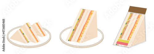 ミックスサンドのセット　ツナきゅうり＋ハムたまご　三角