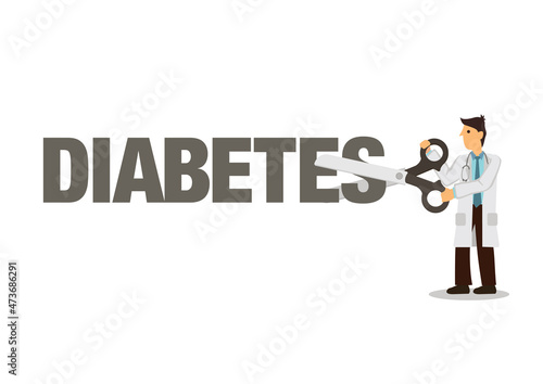 Doctor cutting diabetes with scissor.