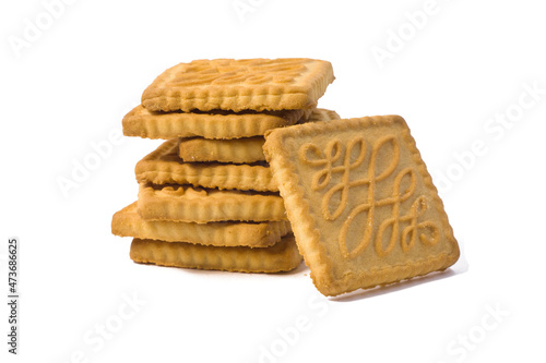 Sweet tasty biscuits isolated on white background photo