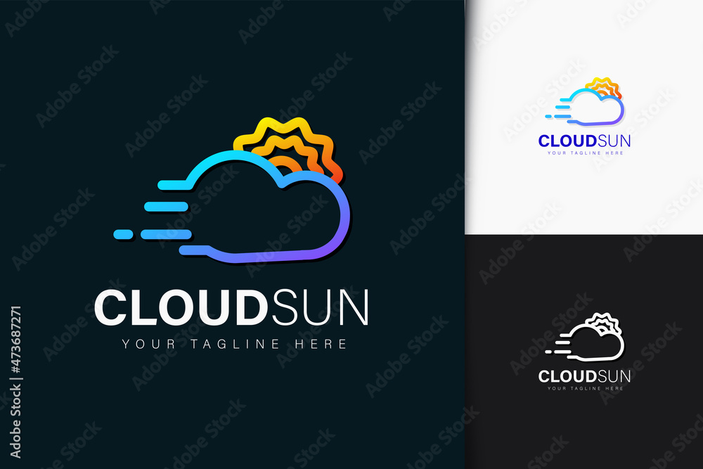 Cloud sun logo design with gradient
