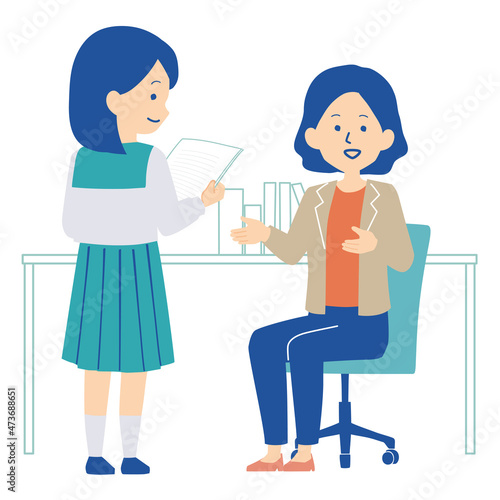 教師に相談する学生のイラスト
