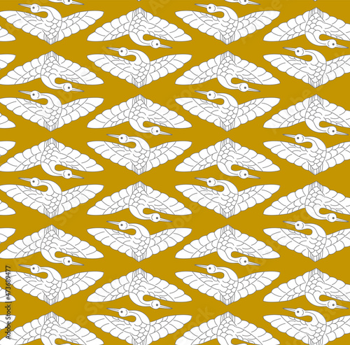 鶴菱文様（向い鶴菱）のシームレスパターン