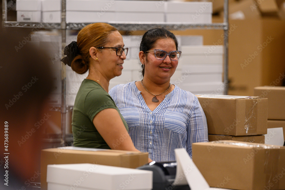 Happy Smiling Workers at Warehouse Fulfillment Center Happy Smiling Workers at Warehouse Fulfillment Center