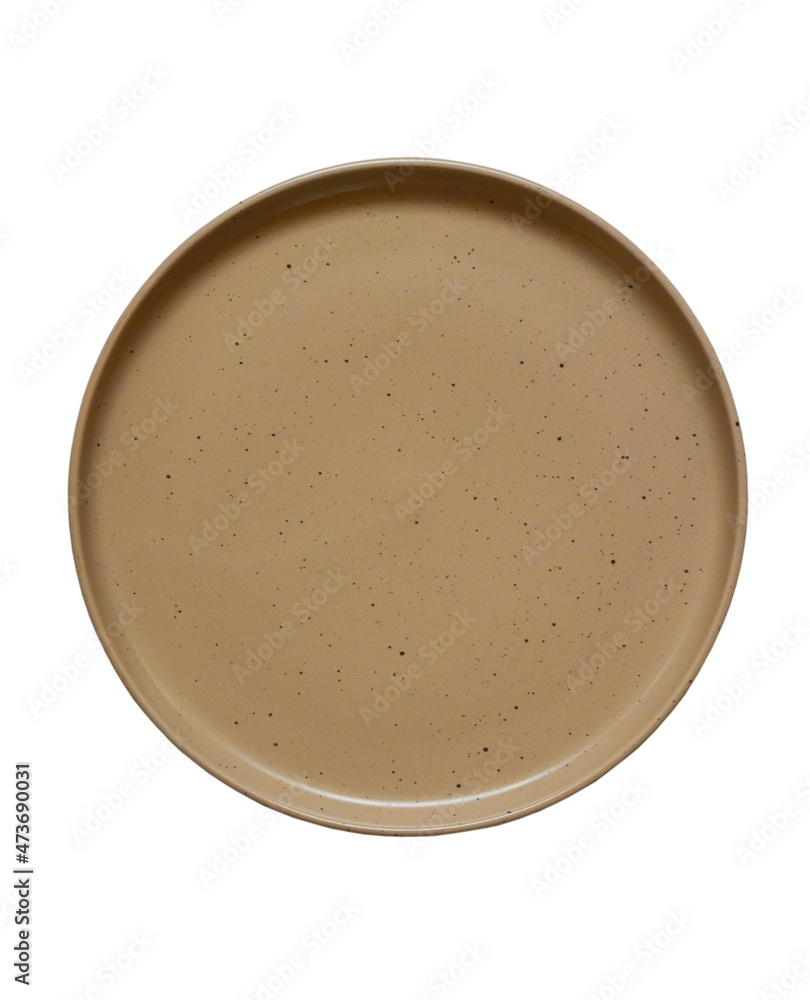 clean empty handmade ceramic plate isolated on white background, food dishes for cut out and design, copy space and mock up template. clean empty handmade ceramic plate isolated on white background, food dishes for cut out and design, copy space and mock up template.