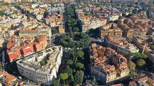 Photography Aerial drone photo of iconic Piazza Mazzini or Mazzini square in the centre of P
