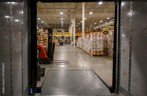 Warehouse interior with Forklift  photo