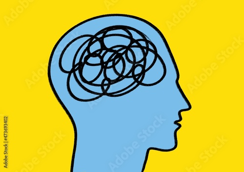 Mental health problems on head illustration