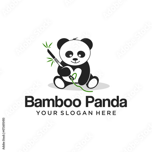 bamboo panda unique character logo design