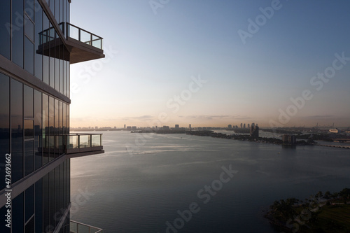 View of Miami bay from high tise photo