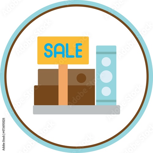 Bookshop Flat Circle Vector Icon Design