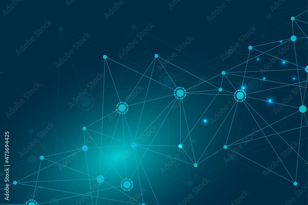 Big Data Visualization Background. Modern futuristic virtual abstract background. Science network pattern, connecting lines and dots. Global network connection .