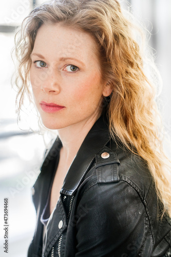 edgy woman in leather jacket 2