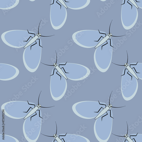 Illustration on a square background - stylized moths - graphics. Summer, insects, unbearable ease of life