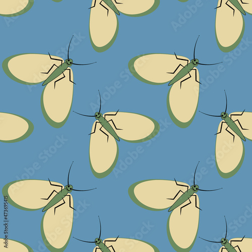 Illustration on a square background - stylized moths - graphics. Summer, insects, unbearable ease of life
