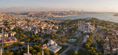 Istanbul panorama, Turkey, aerial view in the morning photo