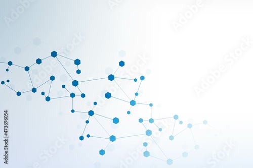 Structure molecule and communication. Dna  atom  neurons. Scientific concept for your design. Connected lines with dots. Medical  technology  chemistry  science background. illustration.