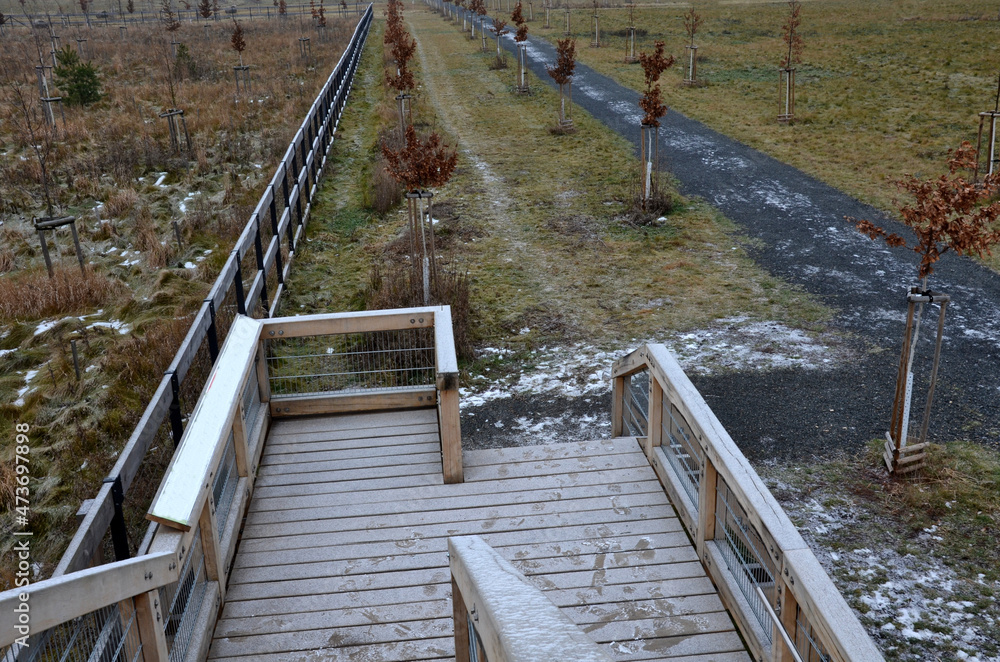 Border Paddock oak log fencing with barrier free access for seniors and immobile ...