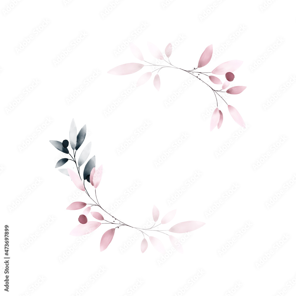 Fairly pink and blue creative floral watercolor frame