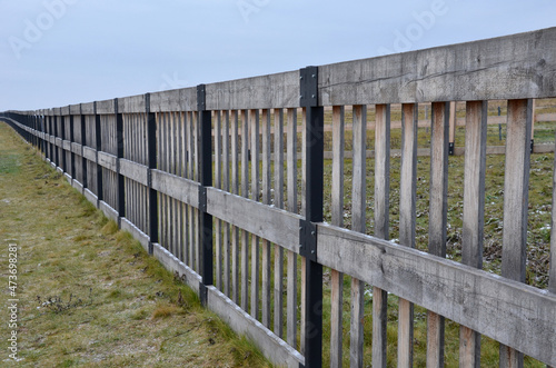 oak log fencing with barrier-free access for seniors and the immobile. safari zoo with a large paddock for large dangerous mammals of the Przewalski s horse. electric fence  tension spring