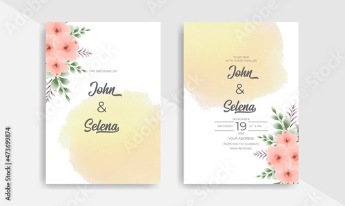 Decorative watercolor floral wedding invitation card