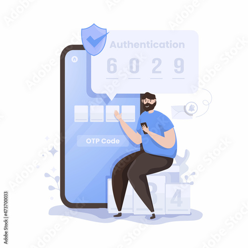 OTP code to unlock or access security data illustration design photo