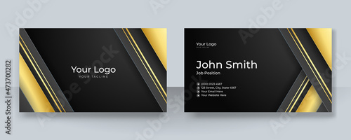 Modern black and gold business card design template. Elegant professional creative and clean business card template with corporate identity concept. Vector illustration
