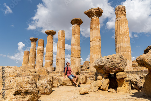 Man in the Valley of the Temples. Agrigento, Sicily