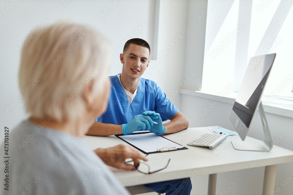 elderly woman patient talking to doctor health care elderly woman patient talking to doctor health care