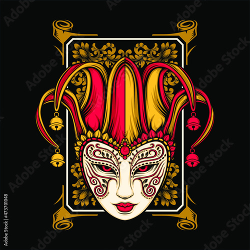 feamel jester head illustration