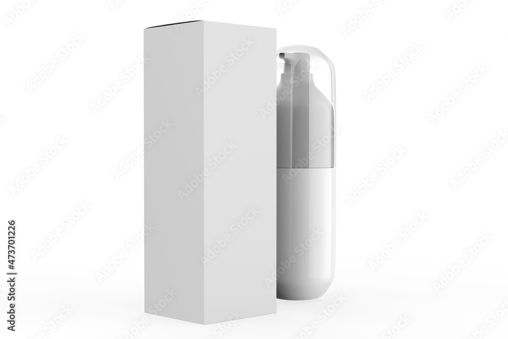 Cosmetic Bottle with Pump Mockup isolated on white background. 3d illustration Cosmetic Bottle with Pump Mockup isolated on white background. 3d illustration