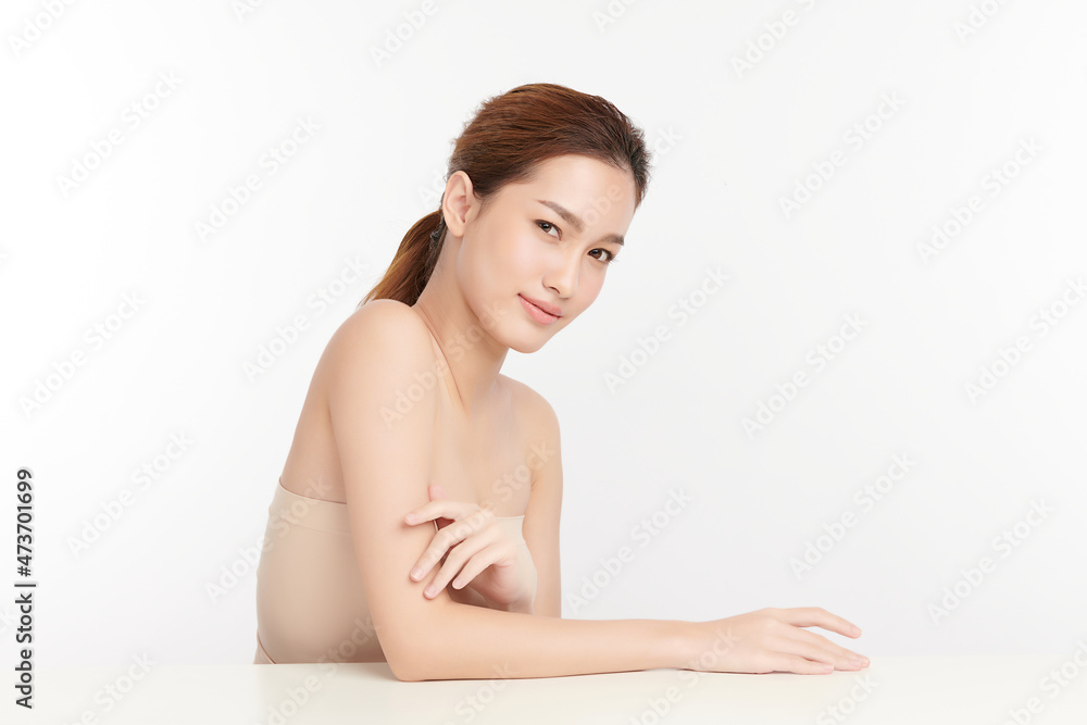 Beautiful young asian woman with clean fresh skin on white background, Face care, Facial treatment, Cosmetology, beauty and spa, Asian women portrait. Beautiful young asian woman with clean fresh skin on white background, Face care, Facial treatment, Cosmetology, beauty and spa, Asian women portrait.