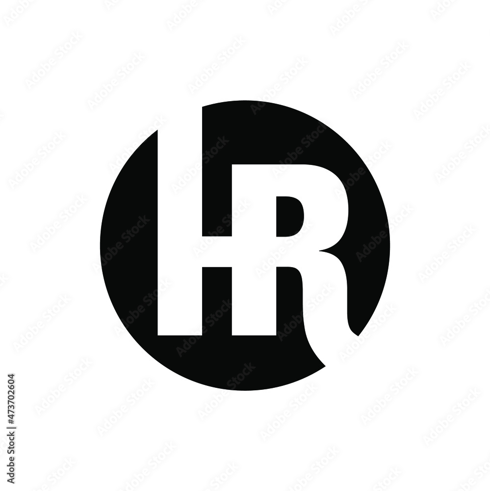 HR letters on black round. HR company initial letters monogram. HR letters on black round. HR company initial letters monogram.