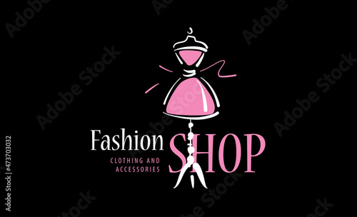 Vector drawn Fashion logo on a black background
