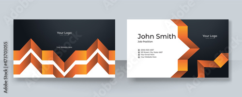 Modern orange and black business card design template. Elegant professional creative and clean business card template with corporate identity concept. Vector illustration