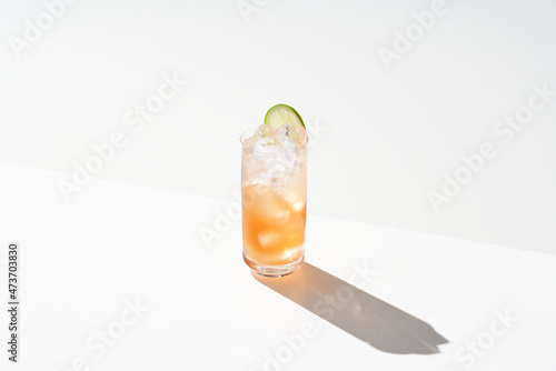 Glass of cold paloma cocktail